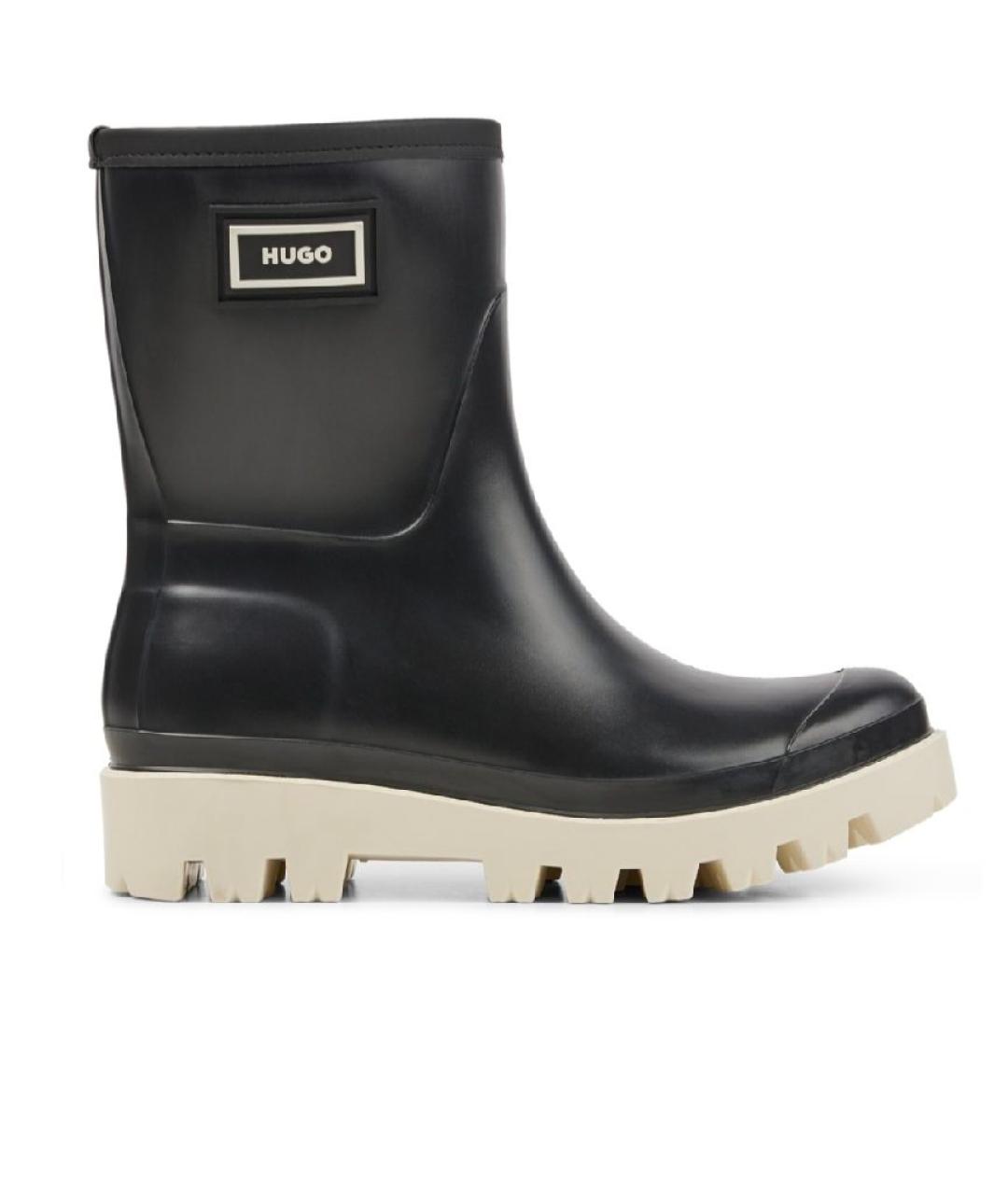 HUGO Черные резиновые полусапоги, фото 4