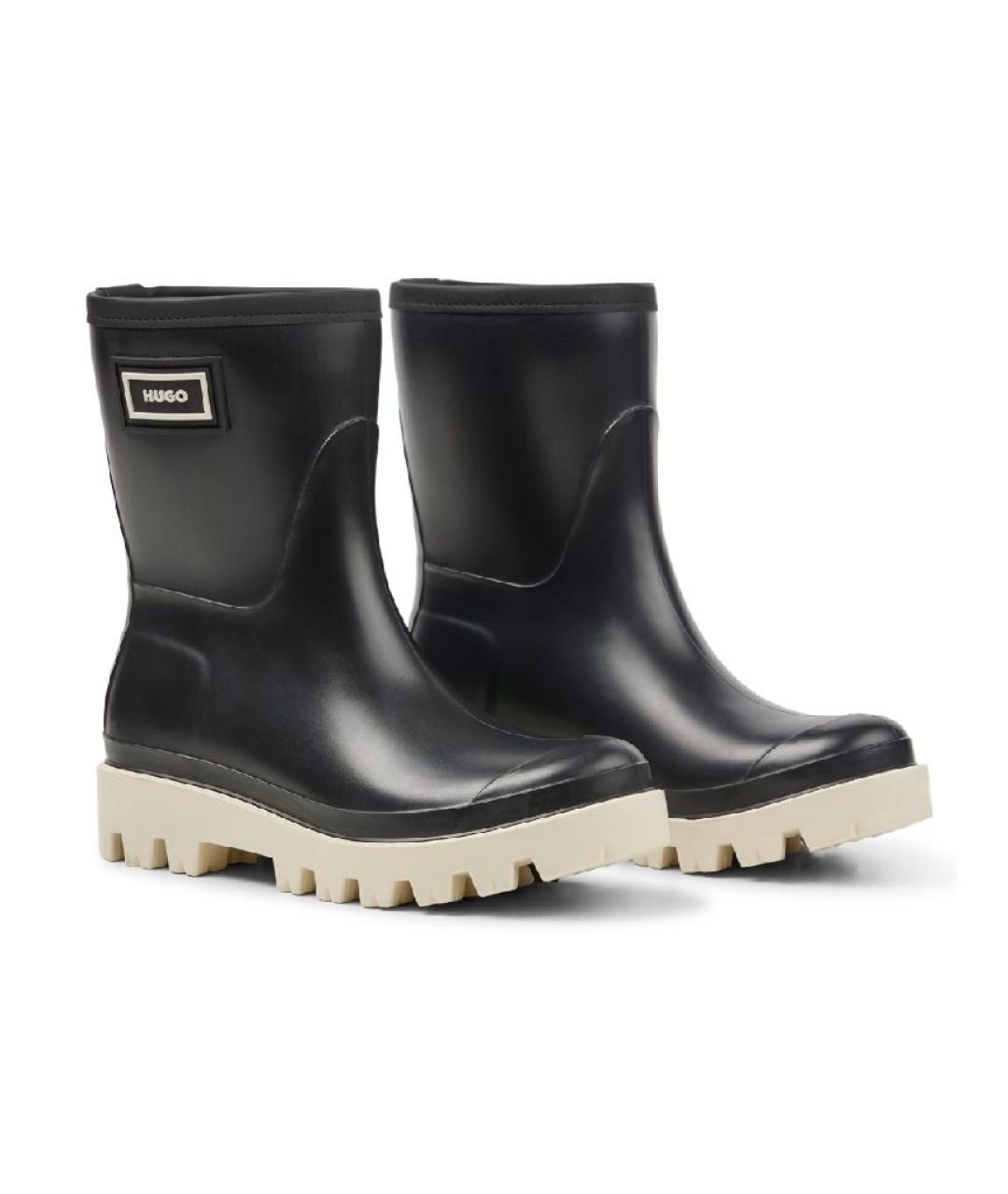 HUGO Черные резиновые полусапоги, фото 2