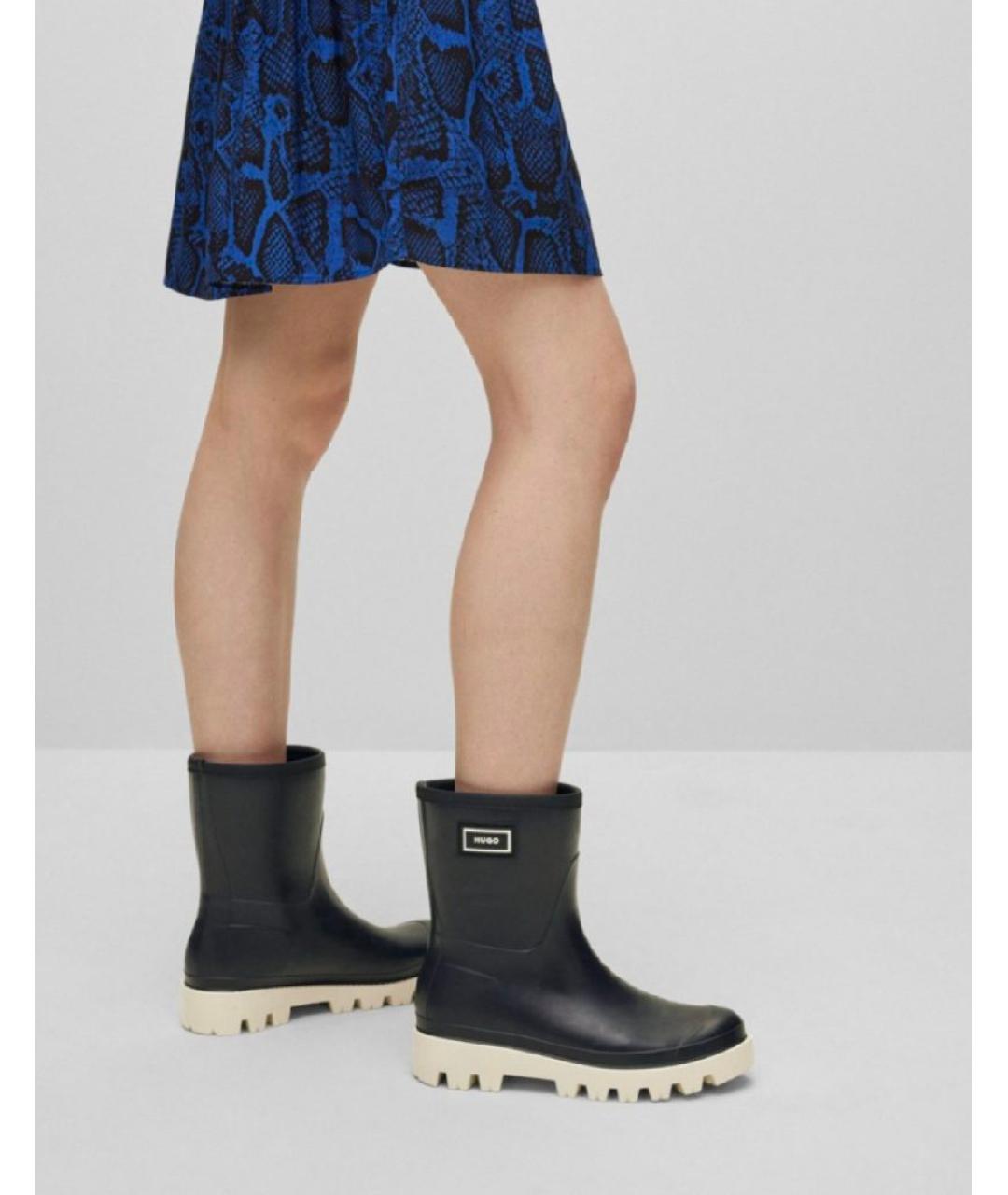 HUGO Черные резиновые полусапоги, фото 3