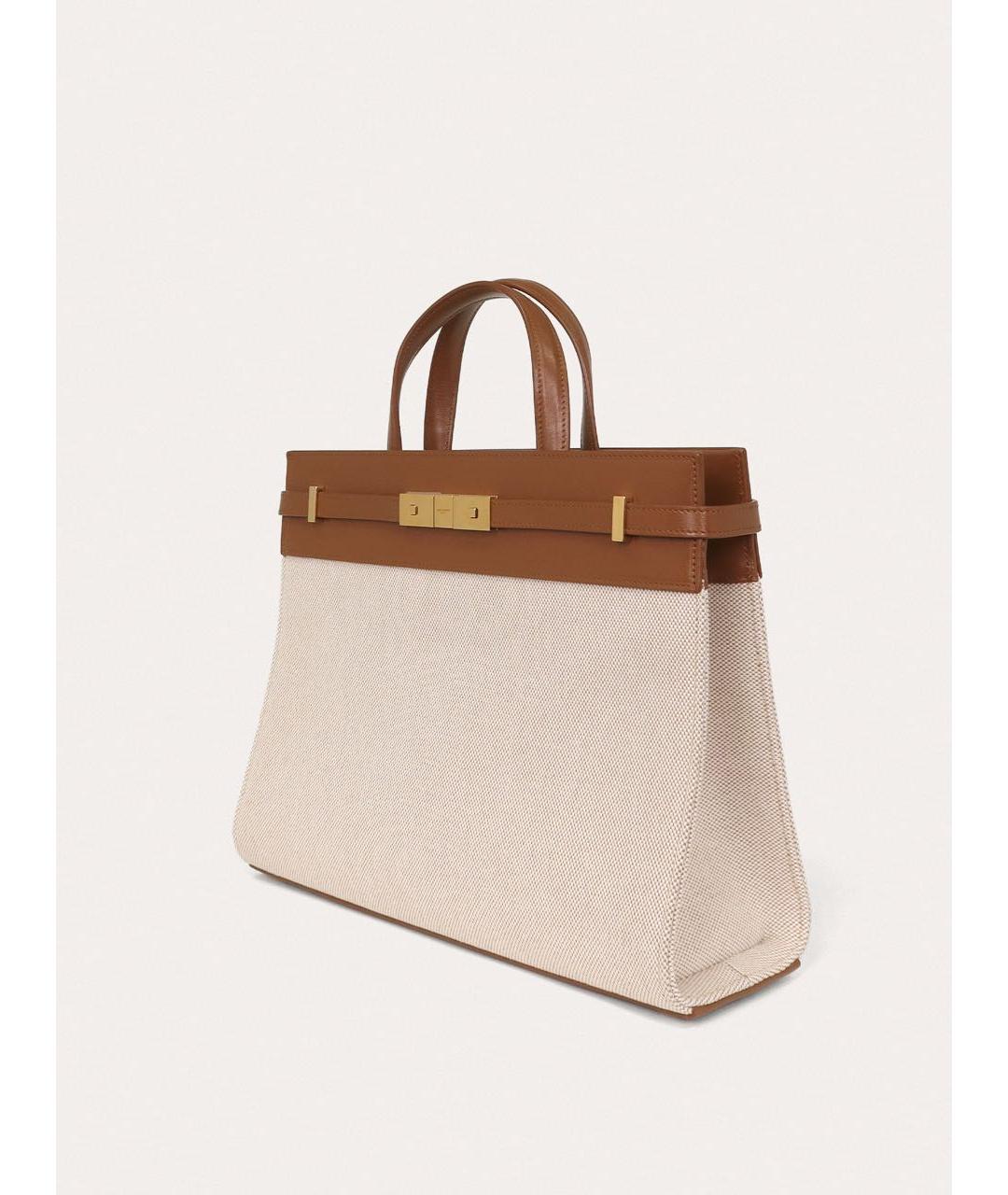 SAINT LAURENT Бежевая тканевая сумка через плечо, фото 2