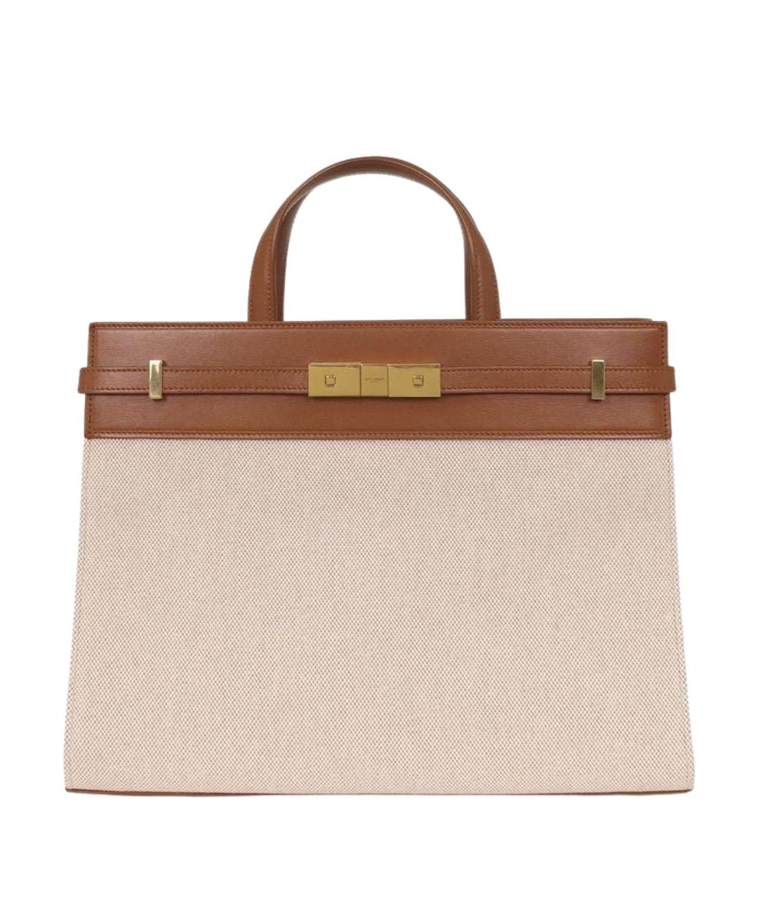 SAINT LAURENT Бежевая тканевая сумка через плечо, фото 1