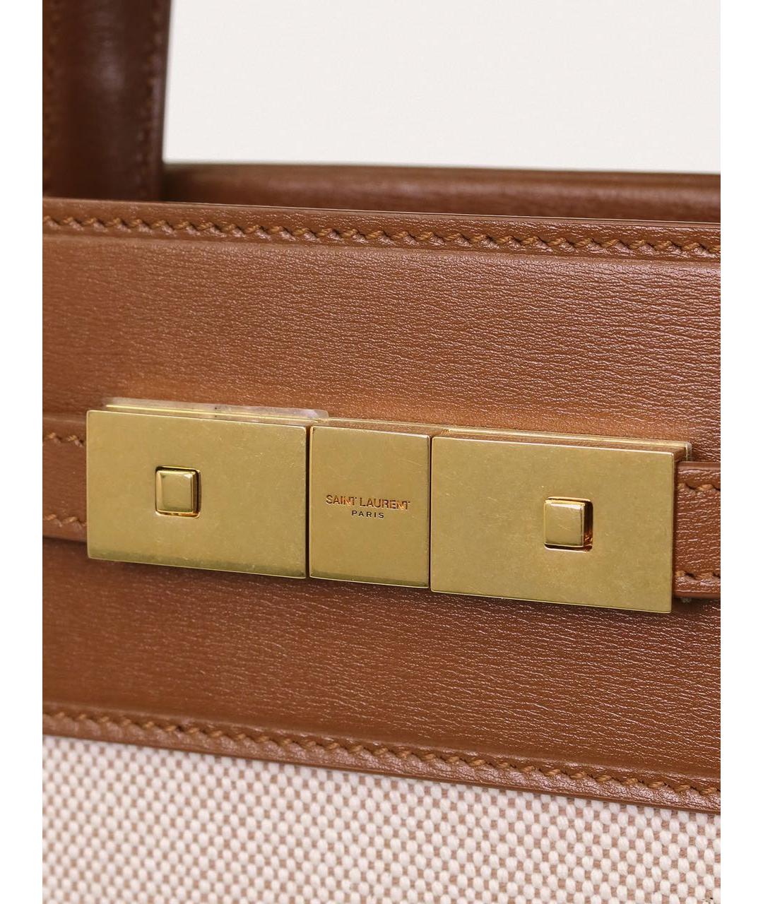 SAINT LAURENT Бежевая тканевая сумка через плечо, фото 7