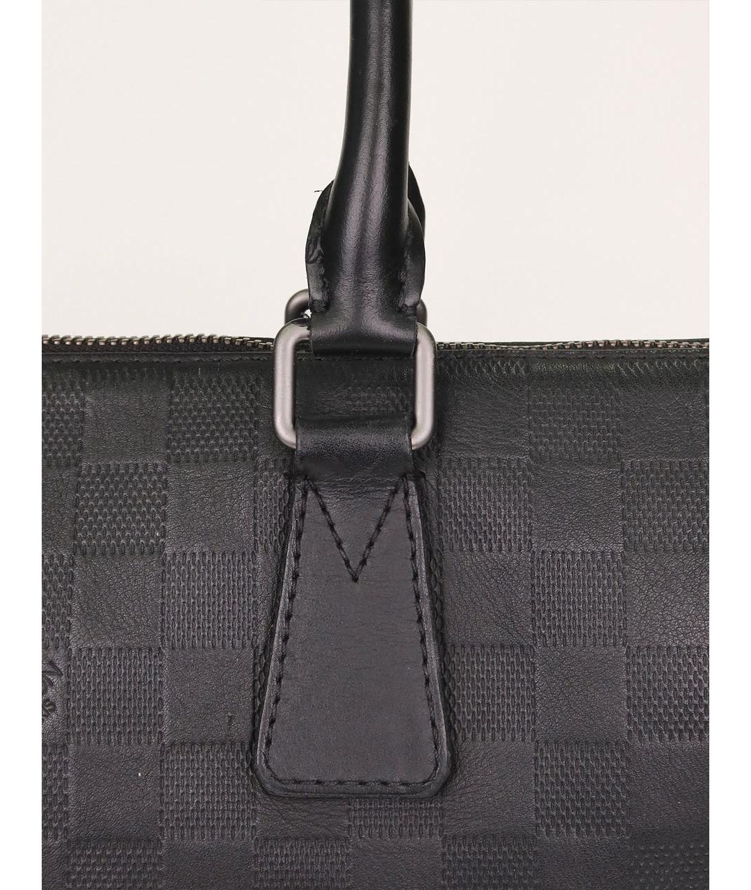 LOUIS VUITTON Черный кожаный портфель, фото 7