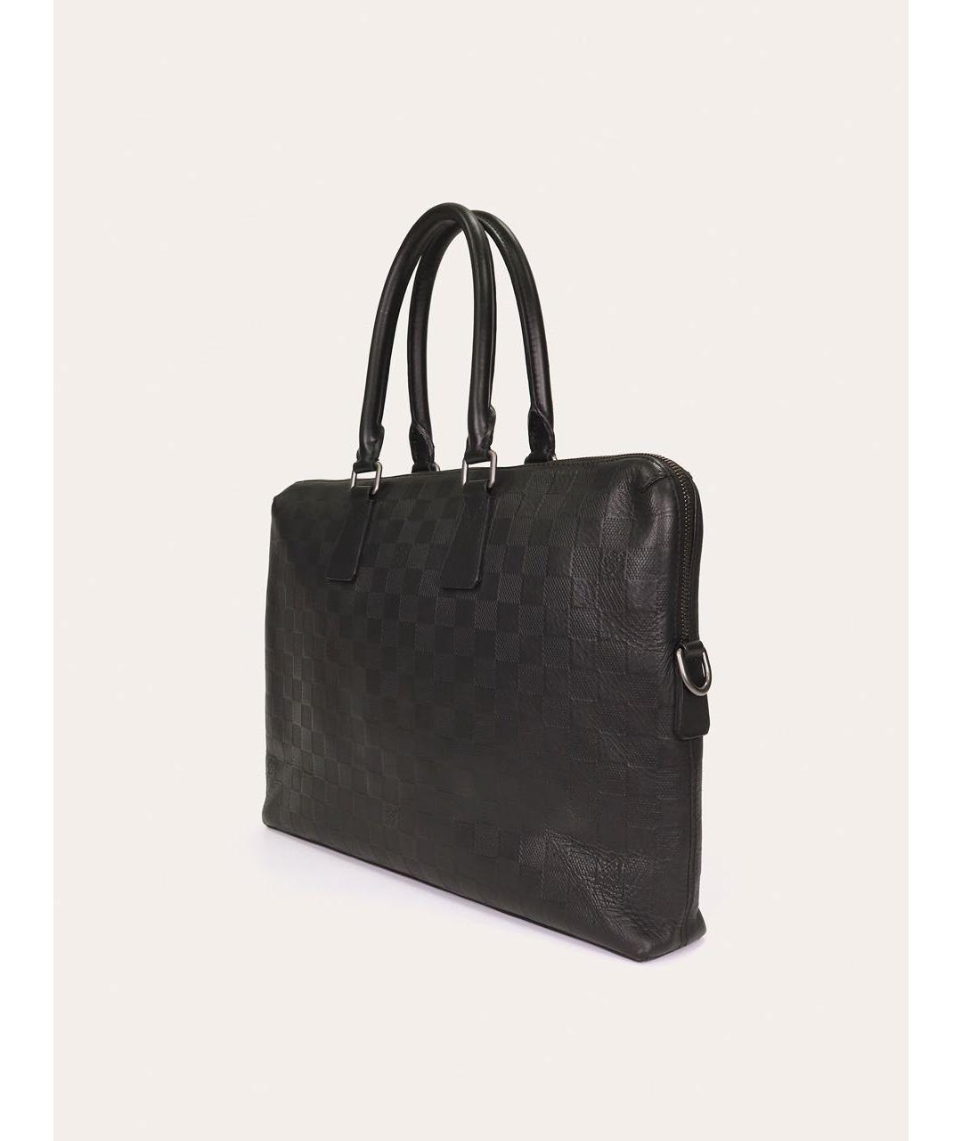 LOUIS VUITTON Черный кожаный портфель, фото 2