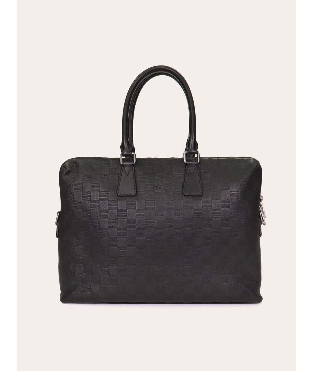 LOUIS VUITTON Черный кожаный портфель, фото 9