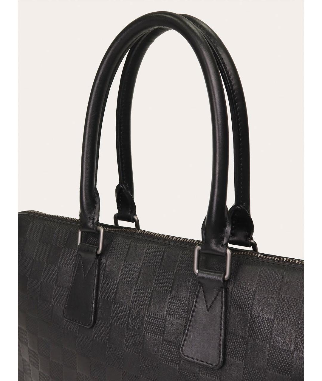 LOUIS VUITTON Черный кожаный портфель, фото 8