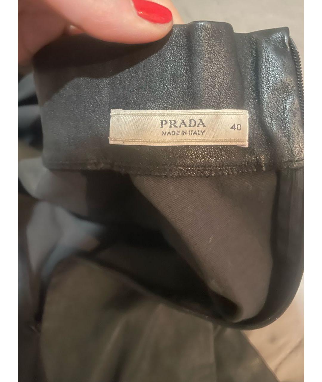 PRADA Черное кожаное повседневное платье, фото 3