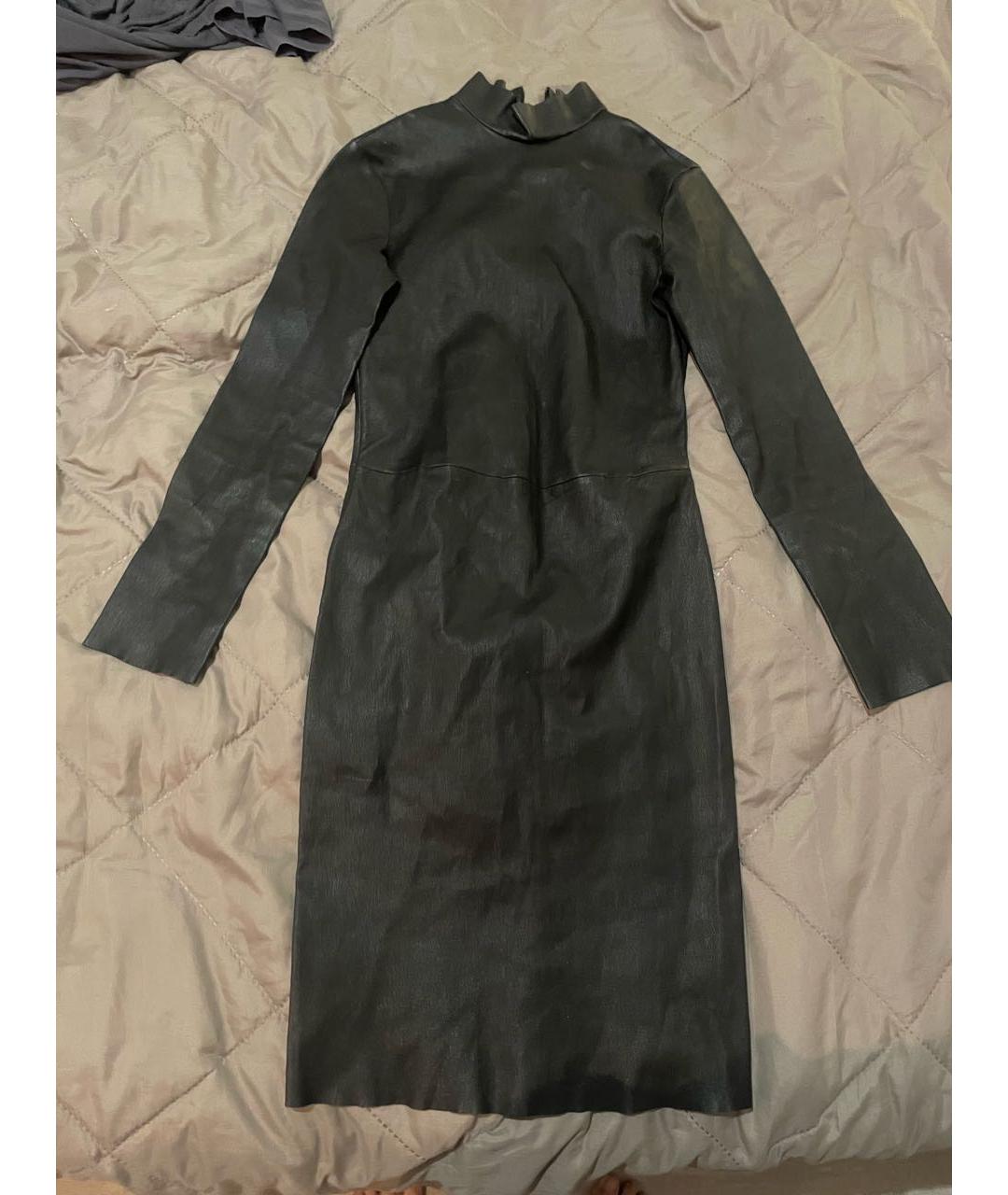 PRADA Черное кожаное повседневное платье, фото 6