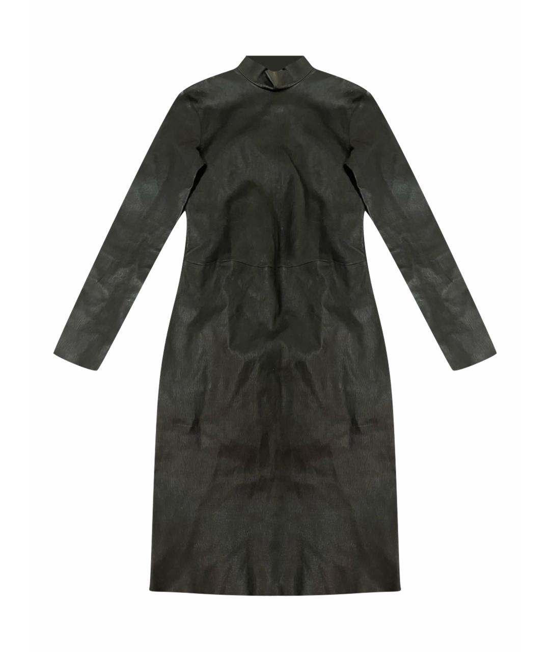 PRADA Черное кожаное повседневное платье, фото 1