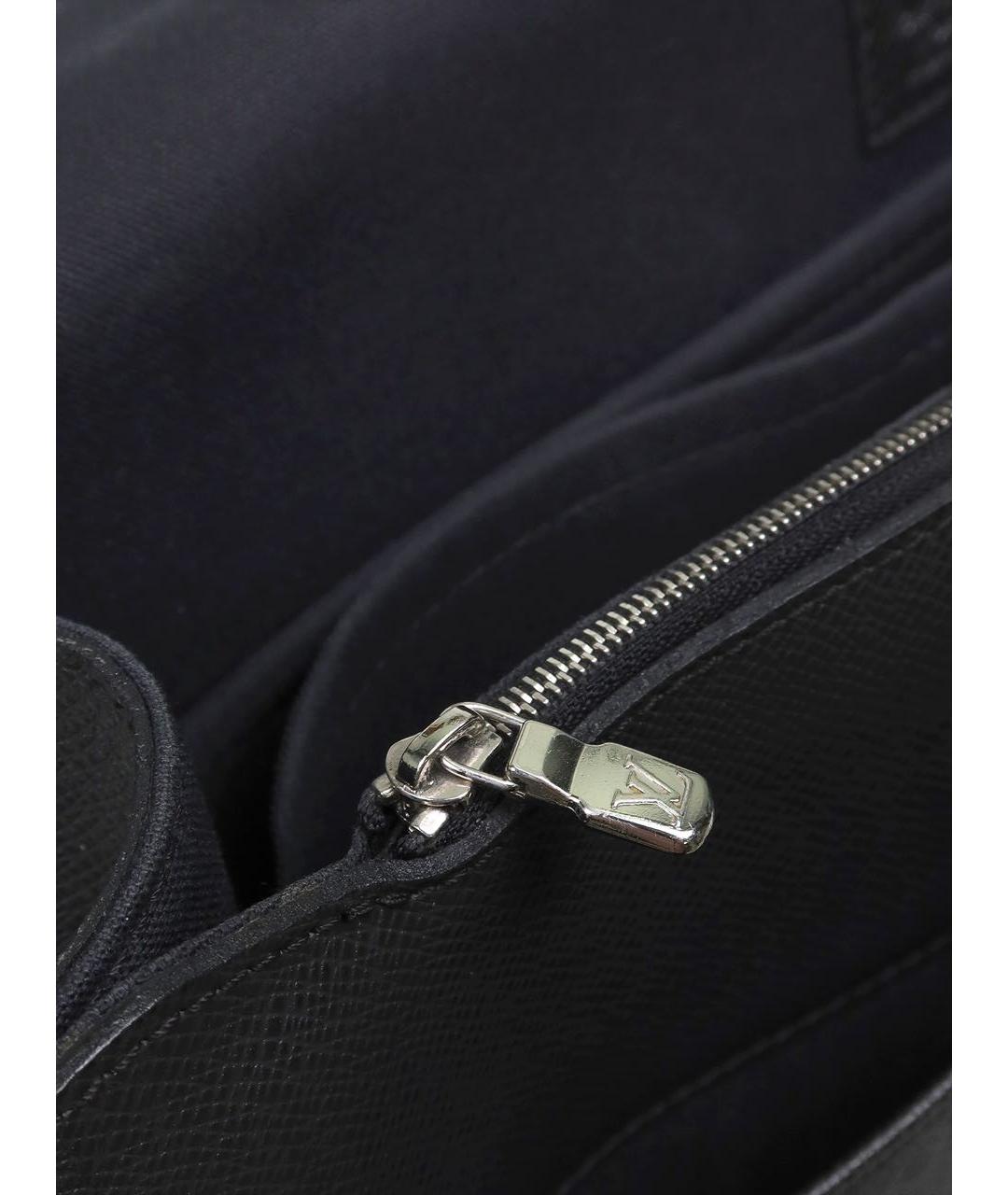 LOUIS VUITTON Черный кожаный портфель, фото 4