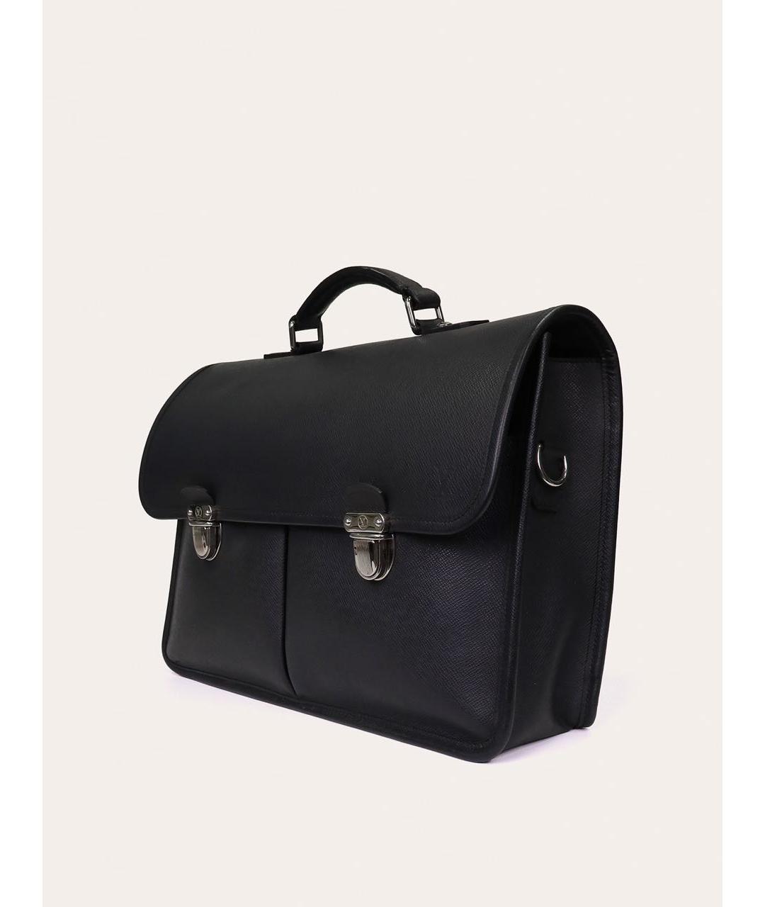 LOUIS VUITTON Черный кожаный портфель, фото 2
