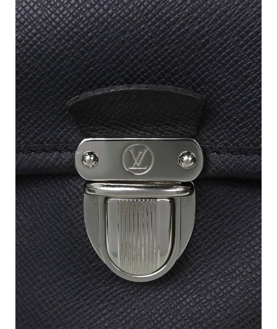 LOUIS VUITTON Черный кожаный портфель, фото 7