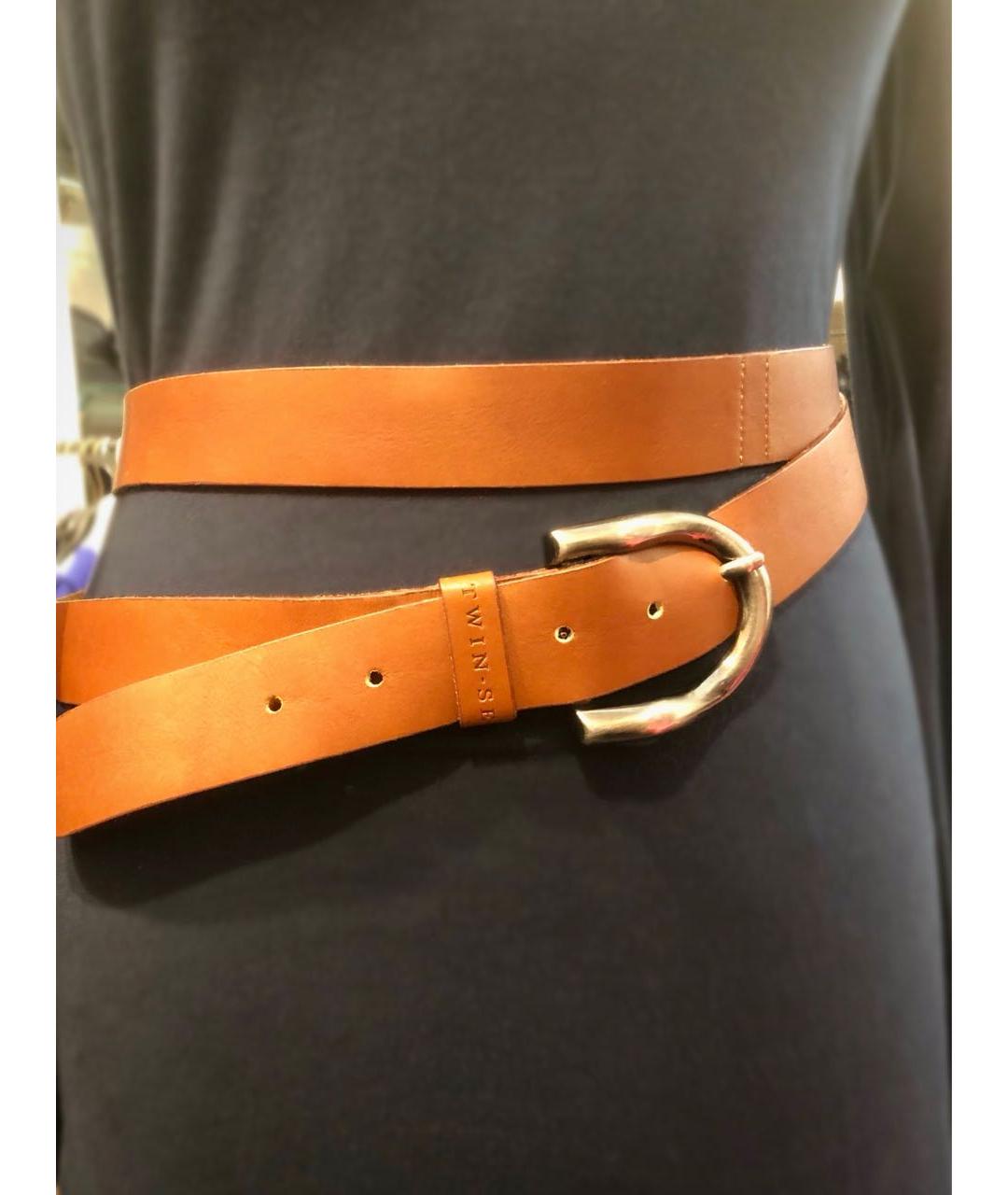 TWIN-SET Коричневый кожаный ремень, фото 6