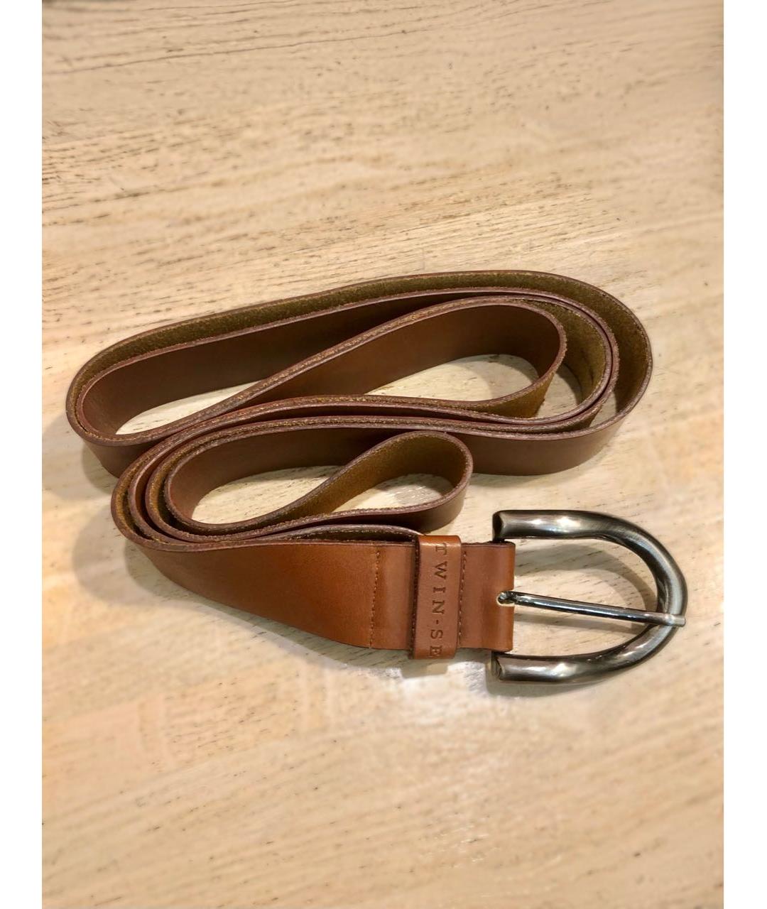 TWIN-SET Коричневый кожаный ремень, фото 4