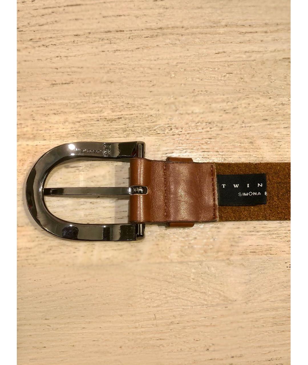 TWIN-SET Коричневый кожаный ремень, фото 3