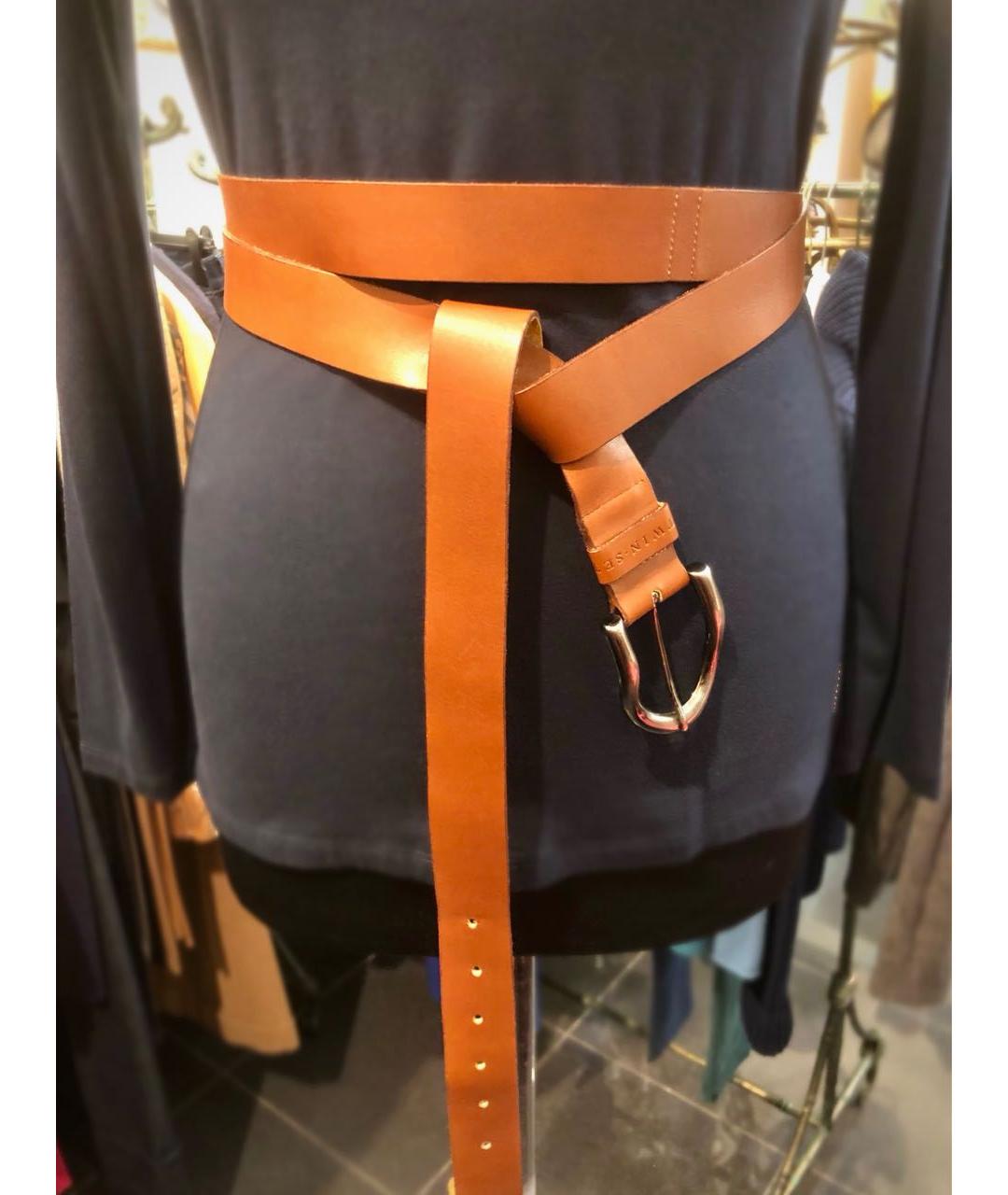 TWIN-SET Коричневый кожаный ремень, фото 5