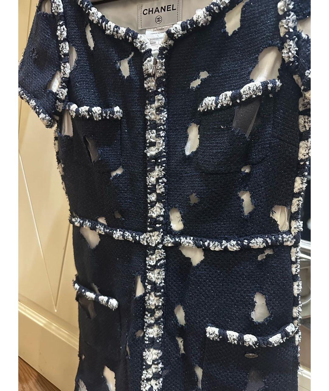 CHANEL Синее твидовое вечернее платье, фото 7