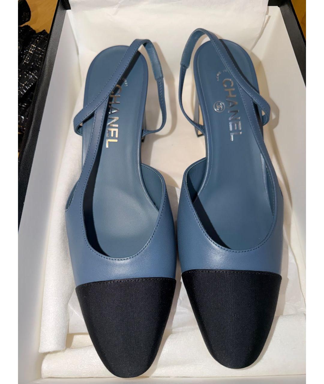 CHANEL Синие кожаные туфли, фото 3