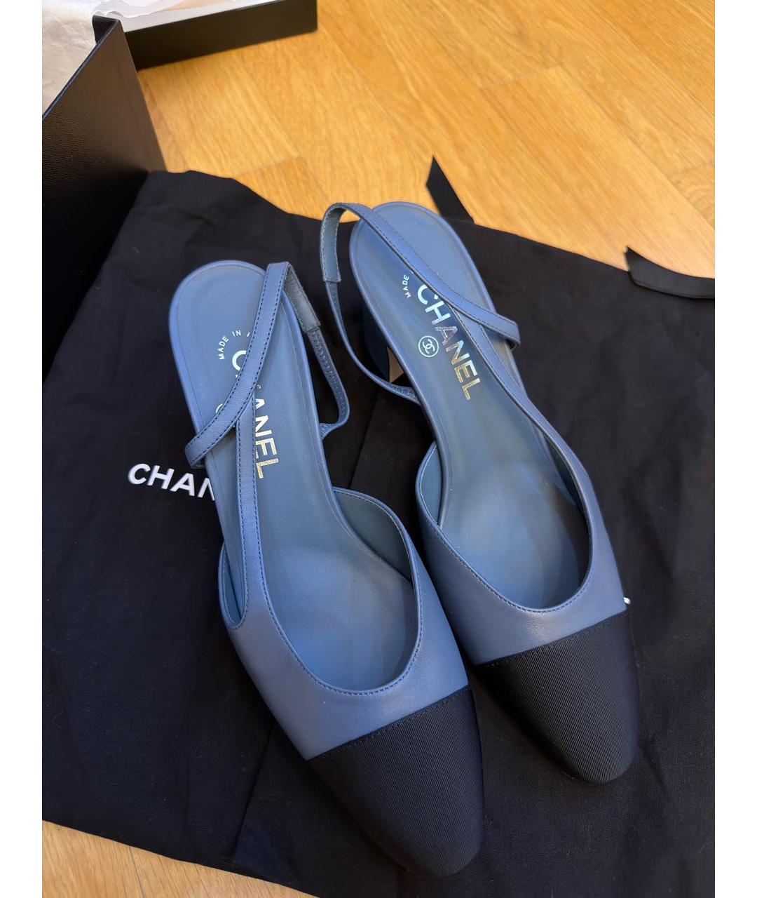 CHANEL Синие кожаные туфли, фото 4