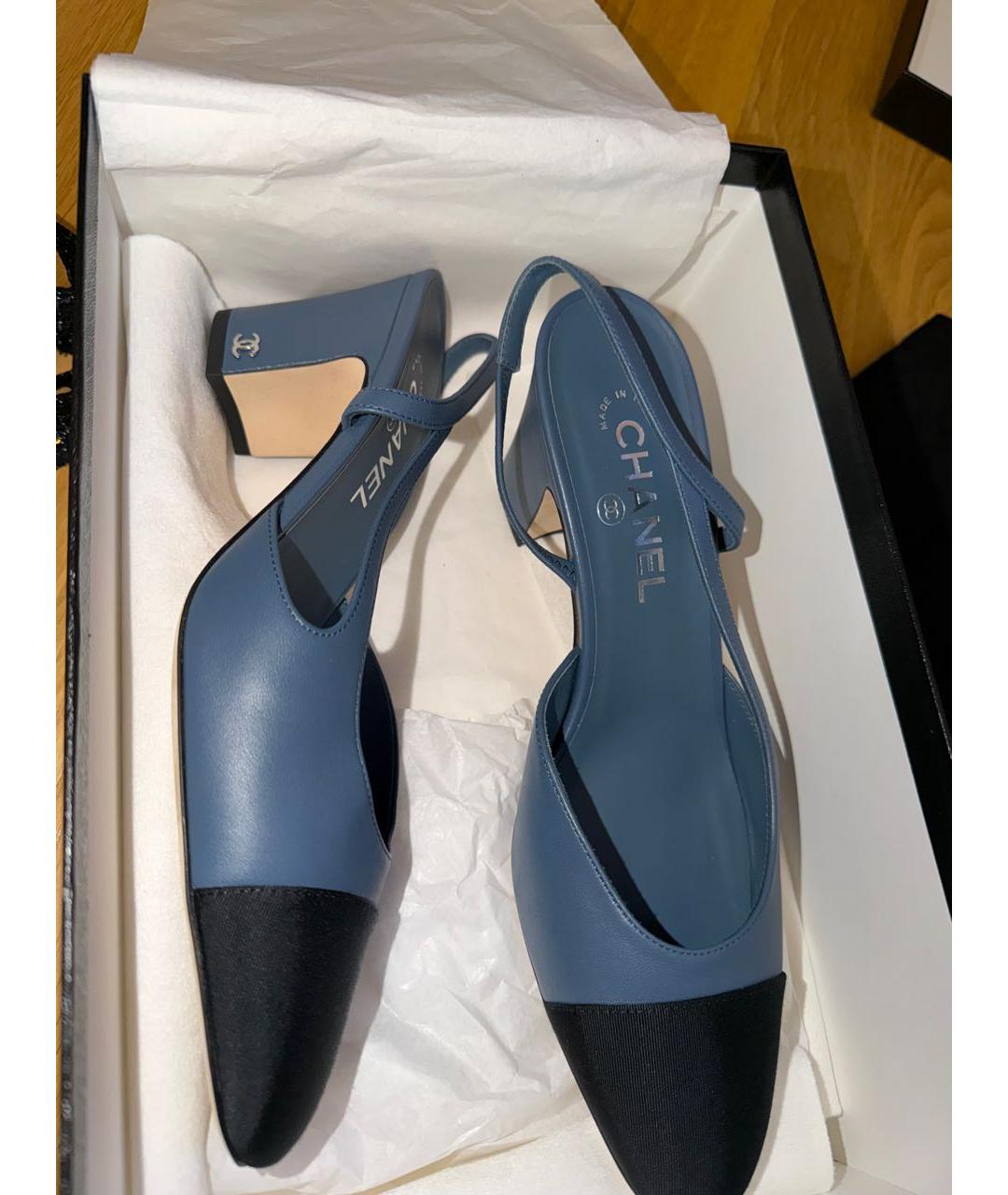 CHANEL Синие кожаные туфли, фото 5