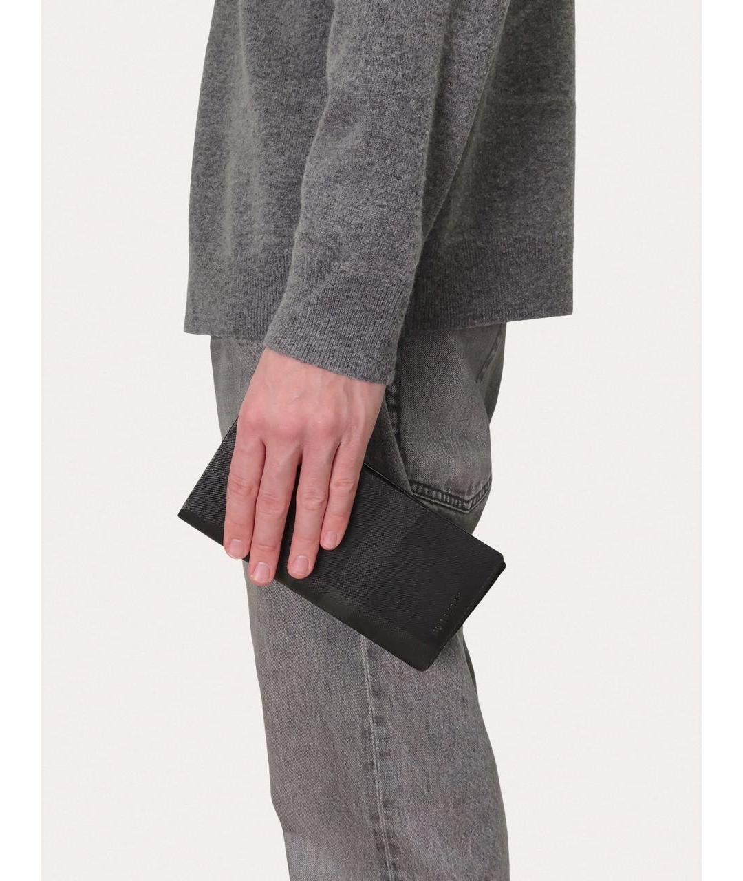 BURBERRY Черный кожаный кошелек, фото 8