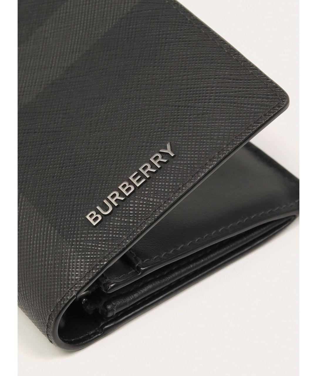 BURBERRY Черный кожаный кошелек, фото 6