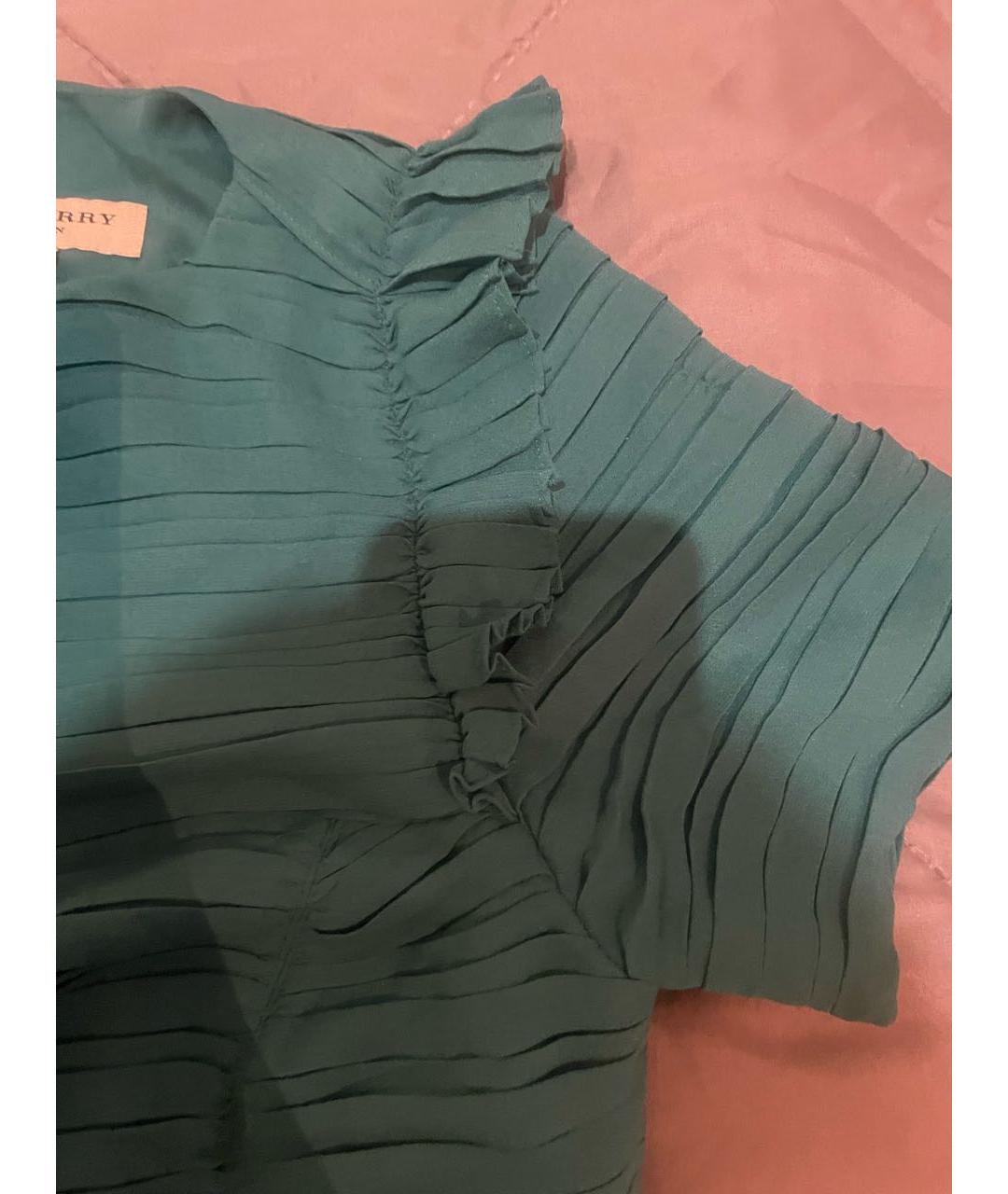 BURBERRY Зеленые шелковое повседневное платье, фото 4