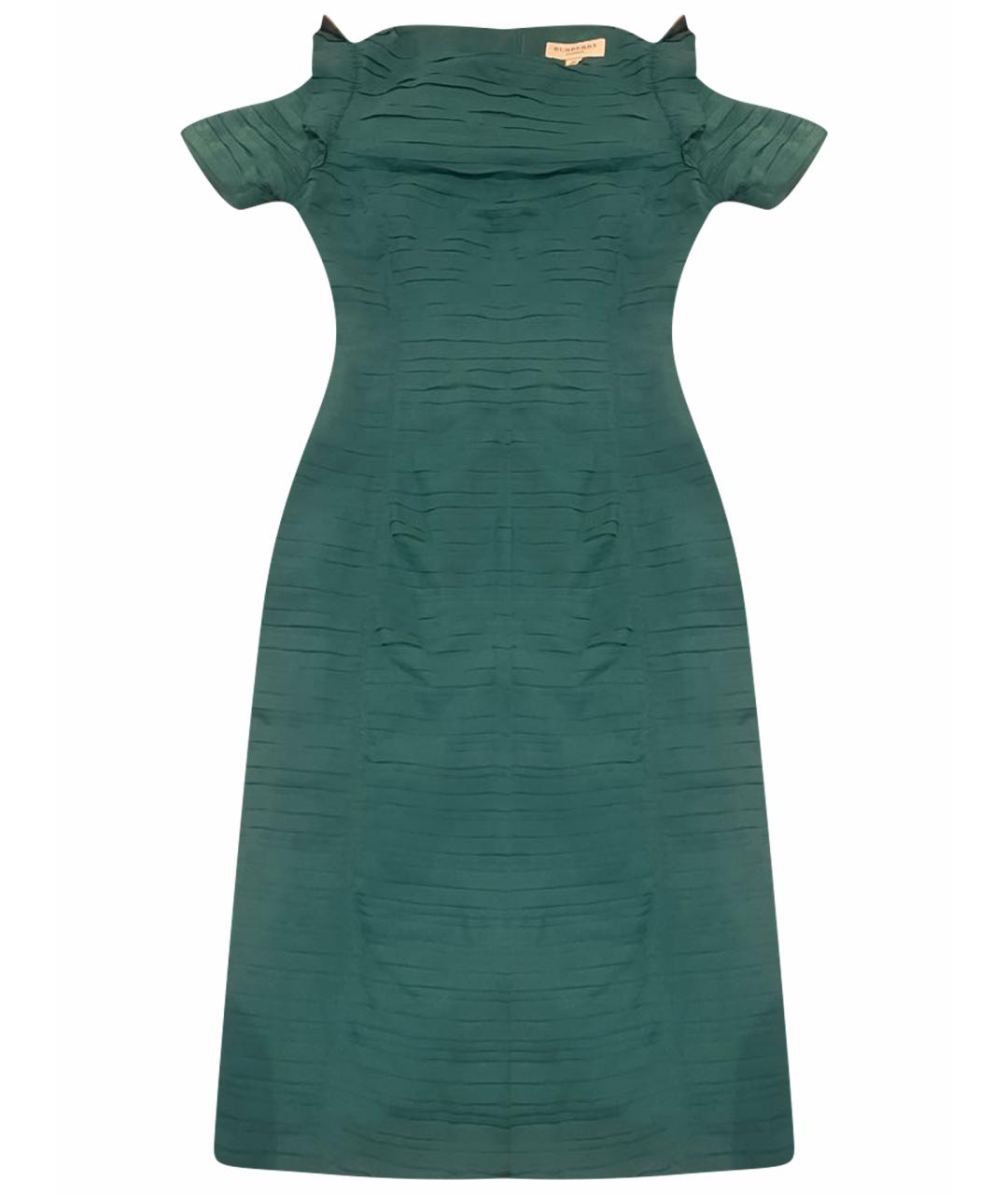 BURBERRY Зеленые шелковое повседневное платье, фото 1