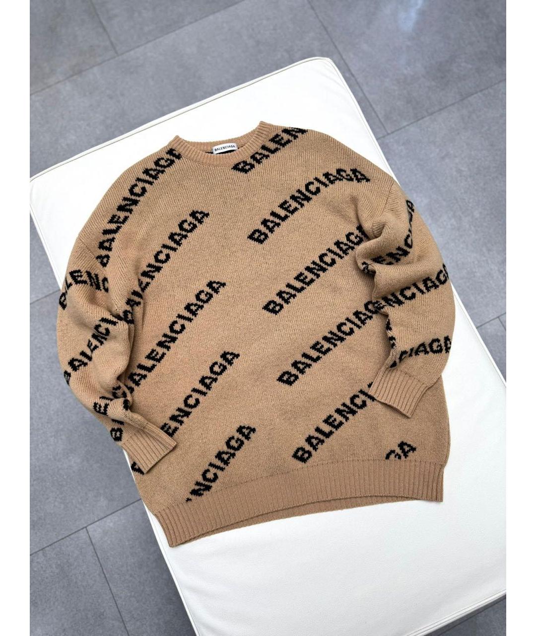 BALENCIAGA Бежевый шерстяной джемпер / свитер, фото 6