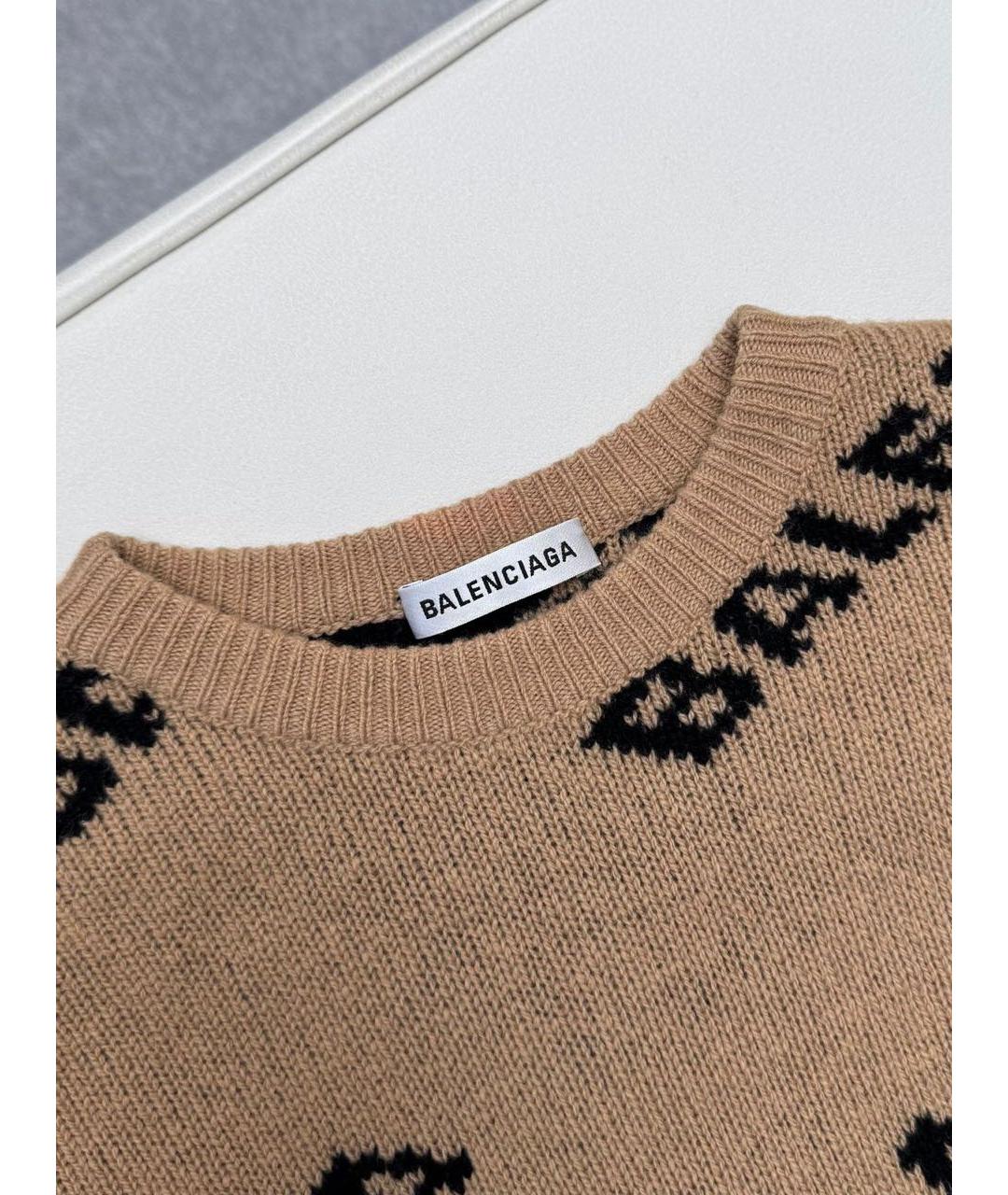 BALENCIAGA Бежевый шерстяной джемпер / свитер, фото 3