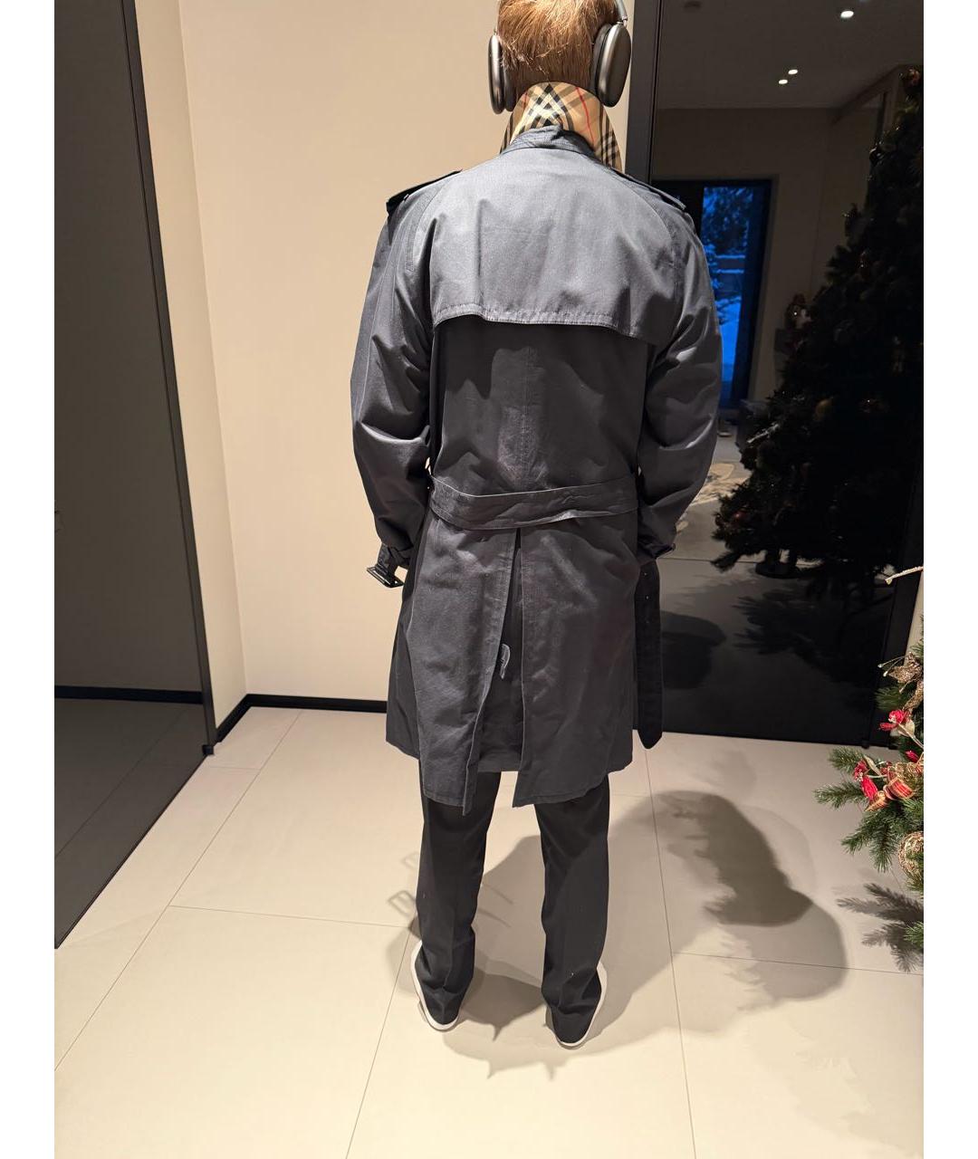BURBERRY Черный хлопковый тренч / плащ, фото 8