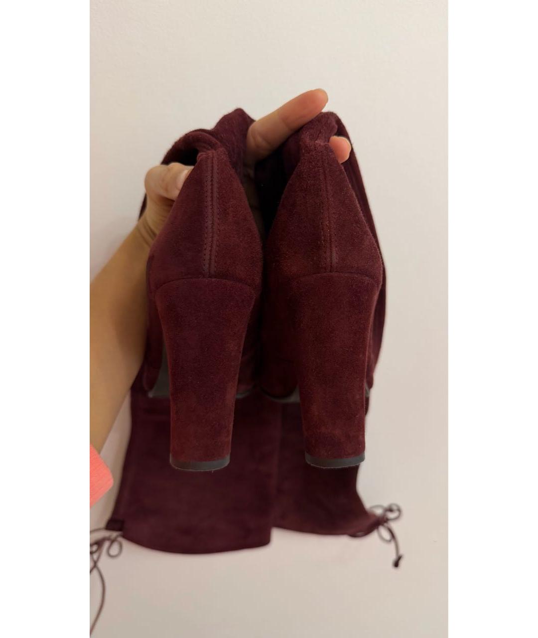 STUART WEITZMAN Бордовые замшевые ботфорты, фото 3