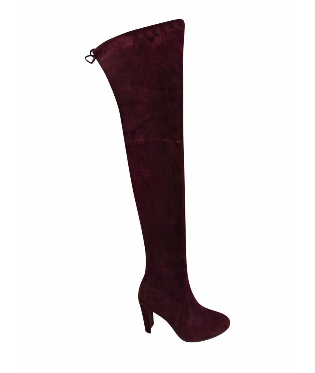STUART WEITZMAN Бордовые замшевые ботфорты, фото 1