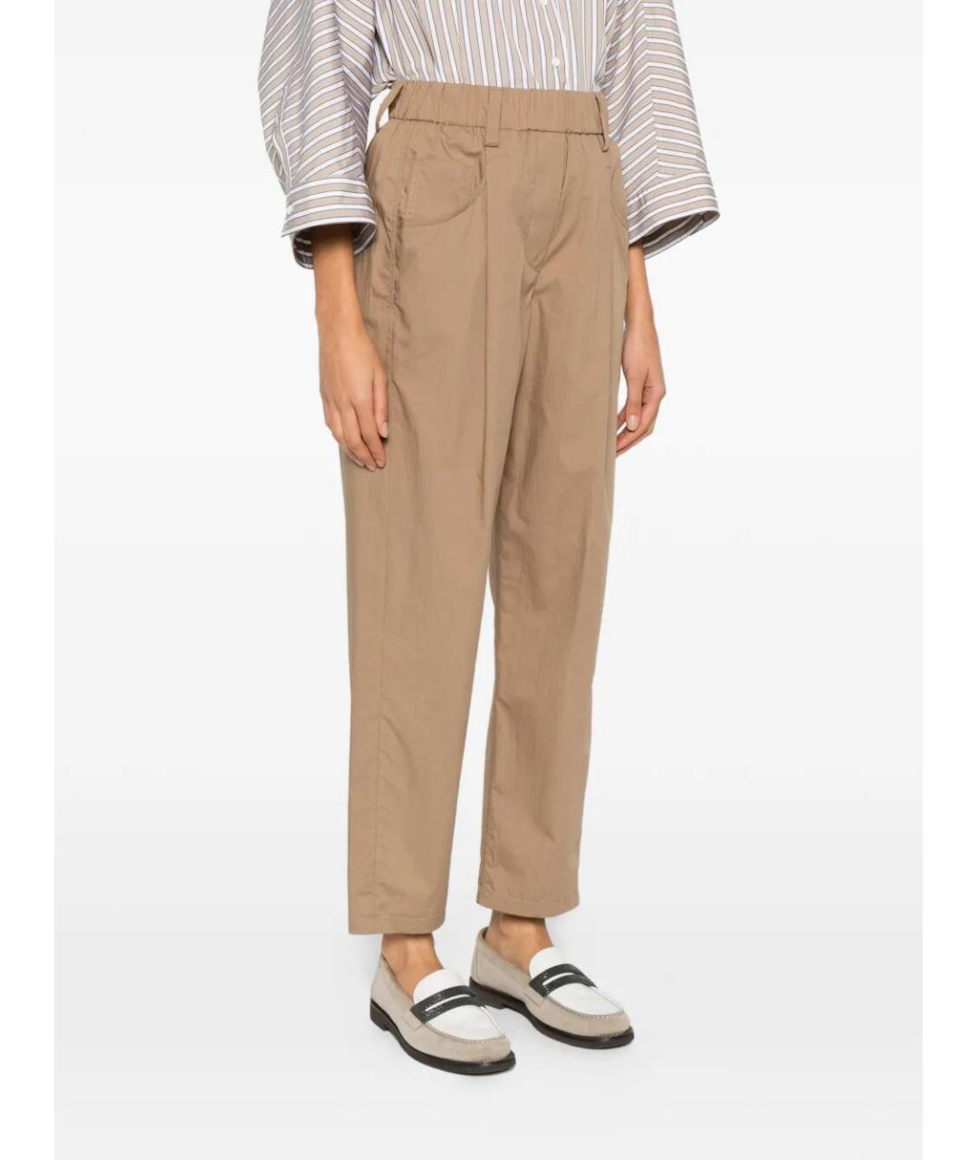 BRUNELLO CUCINELLI Бежевые хлопковые прямые брюки, фото 4