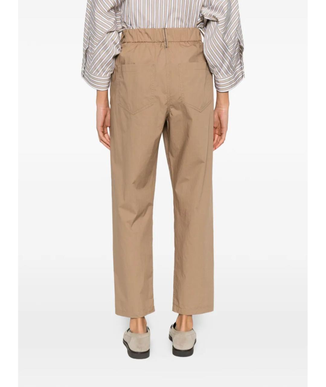 BRUNELLO CUCINELLI Бежевые хлопковые прямые брюки, фото 3