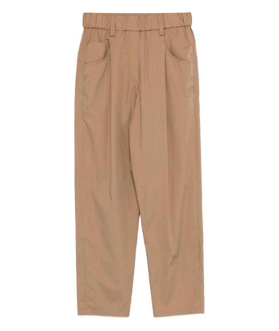 BRUNELLO CUCINELLI Бежевые хлопковые прямые брюки, фото 1
