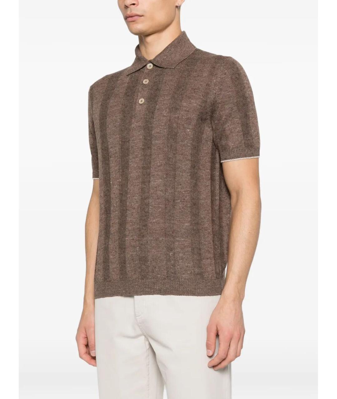 BRUNELLO CUCINELLI Коричневый льняной джемпер / свитер, фото 4