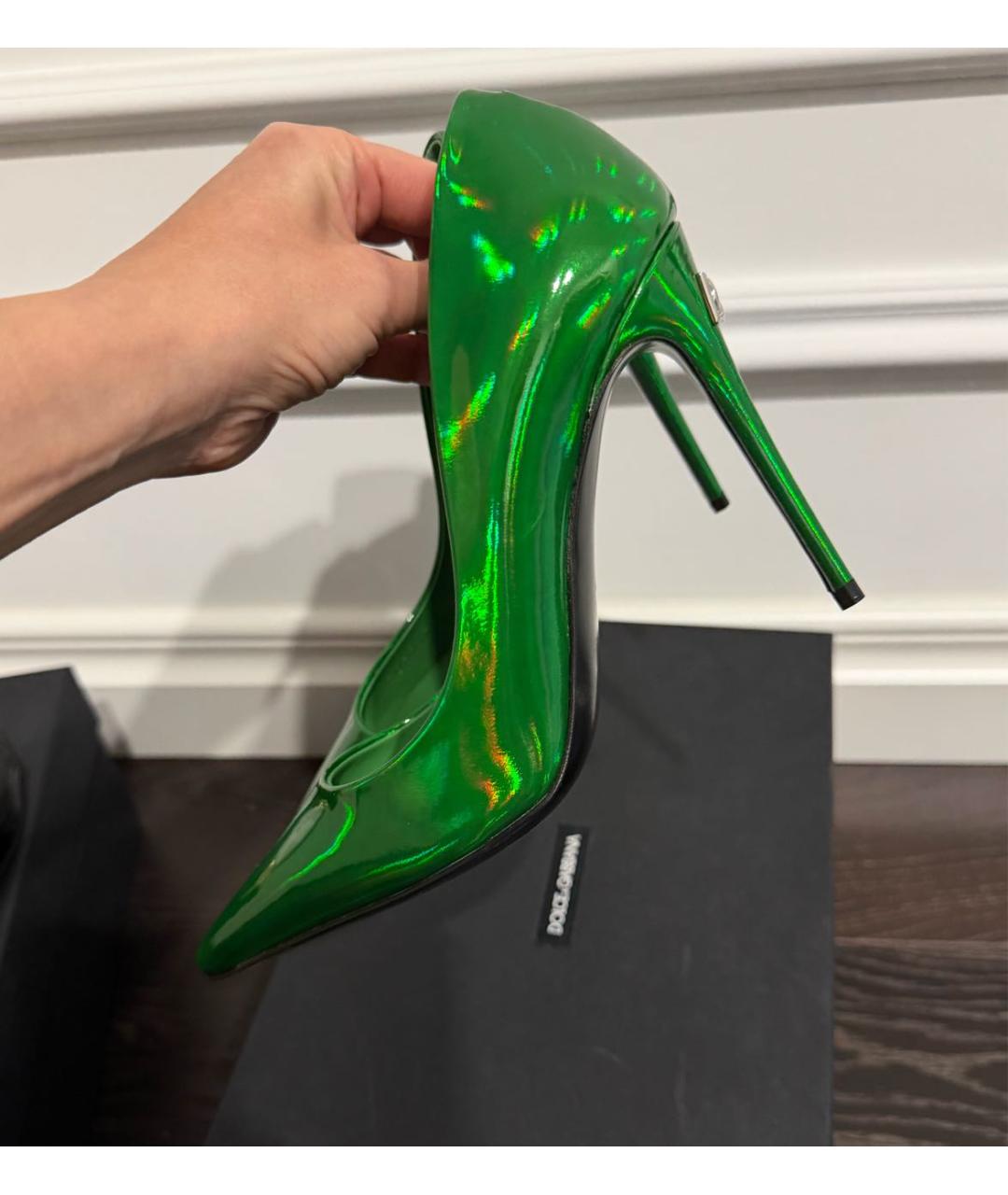 DOLCE&GABBANA Зеленые туфли из лакированной кожи, фото 5