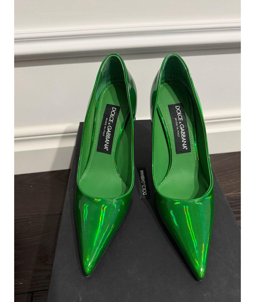 DOLCE&GABBANA Зеленые туфли из лакированной кожи, фото 2