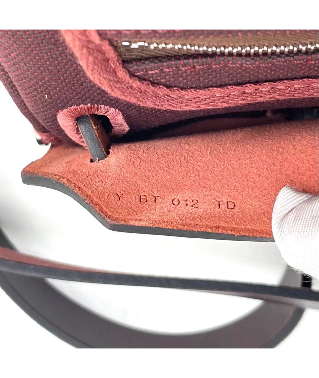 HERMES Бордовая тканевая сумка с короткими ручками, фото 3