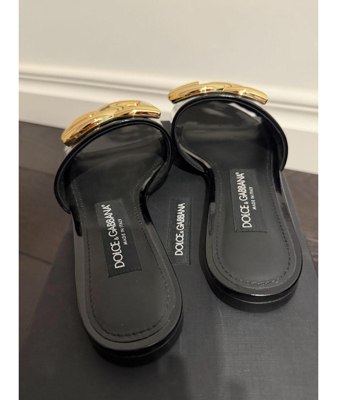DOLCE&GABBANA Черные шлепанцы из лакированной кожи, фото 3