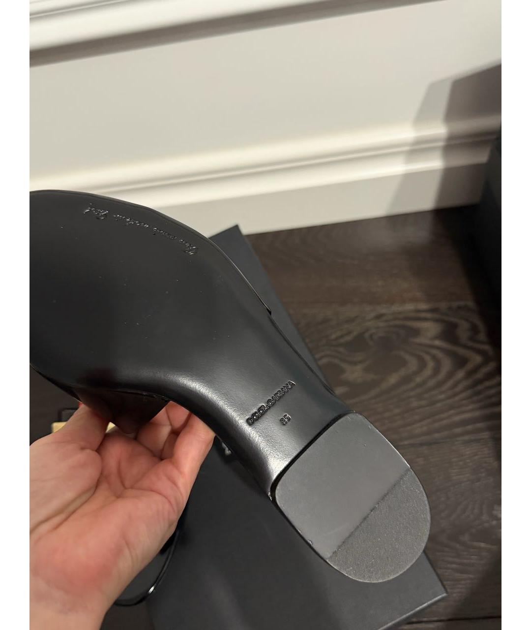 DOLCE&GABBANA Черные шлепанцы из лакированной кожи, фото 4