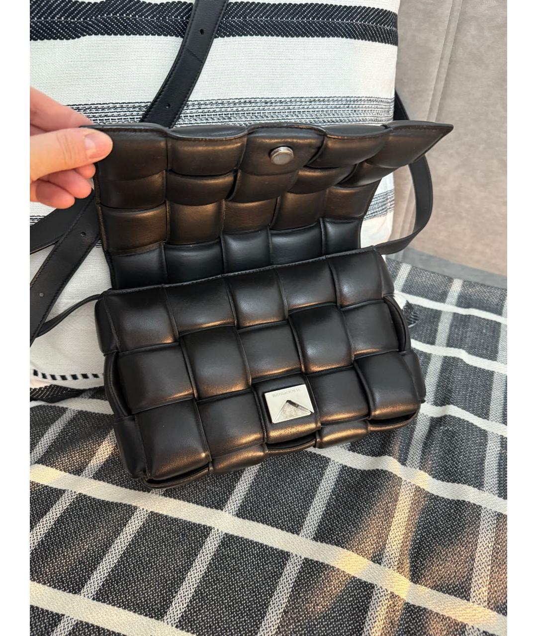 BOTTEGA VENETA Черная кожаная сумка через плечо, фото 8