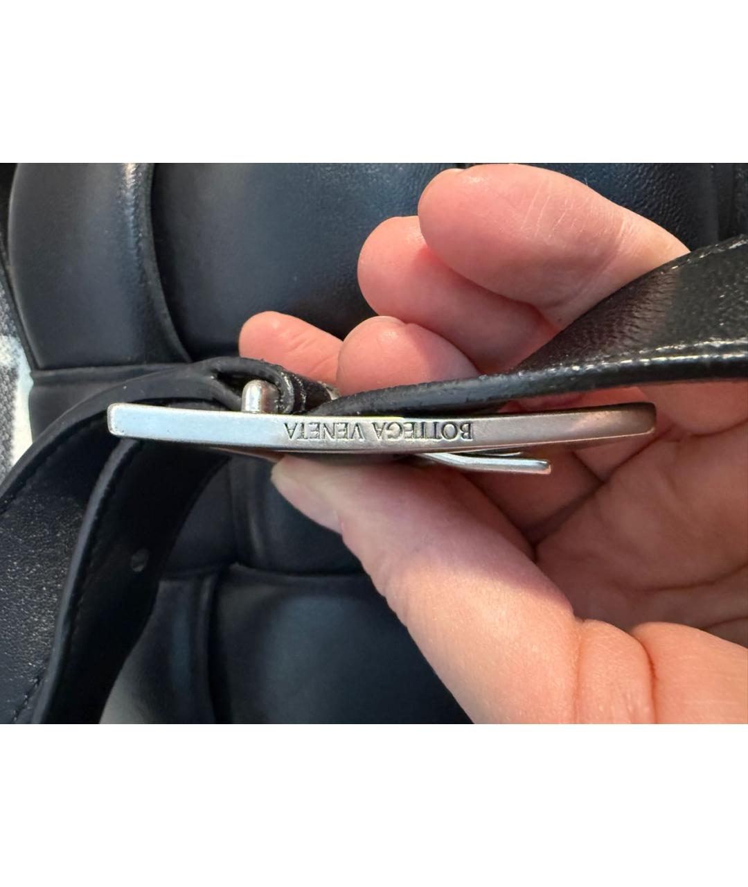 BOTTEGA VENETA Черная кожаная сумка через плечо, фото 7