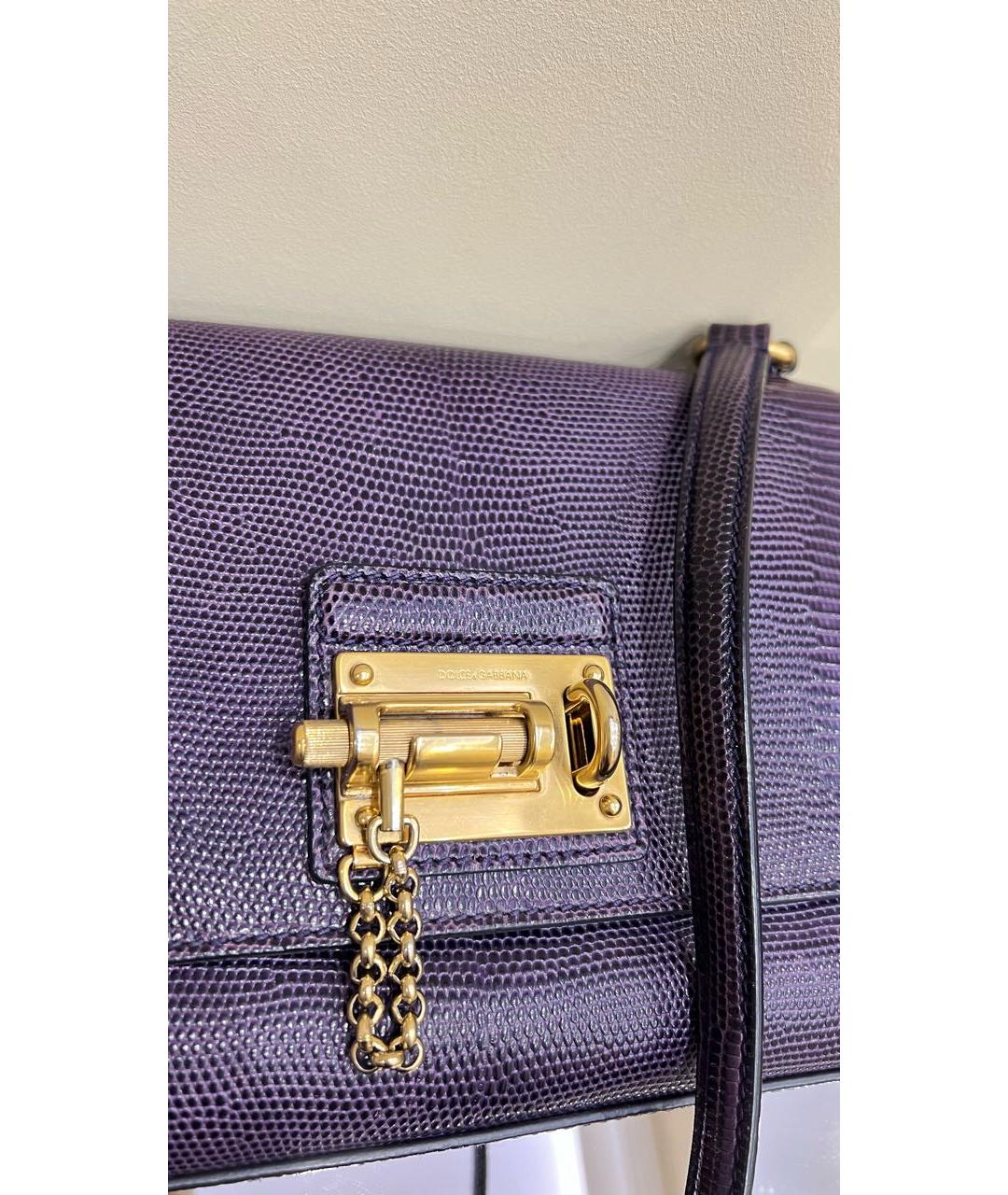 DOLCE&GABBANA Фиолетовая кожаная сумка через плечо, фото 5