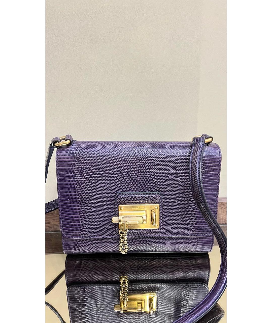 DOLCE&GABBANA Фиолетовая кожаная сумка через плечо, фото 6