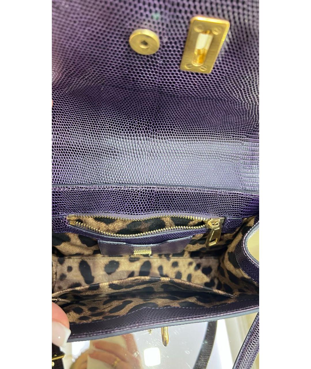 DOLCE&GABBANA Фиолетовая кожаная сумка через плечо, фото 4