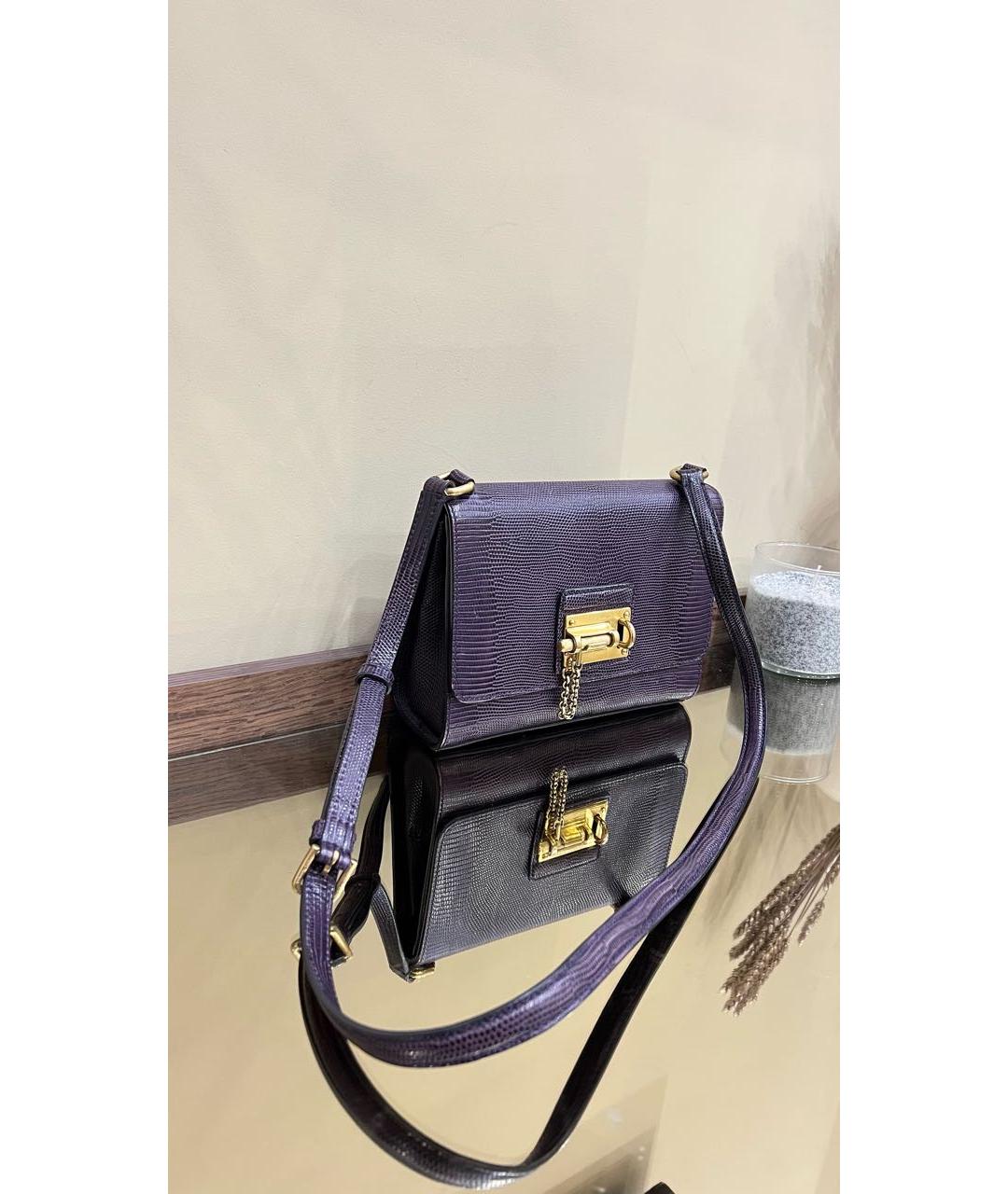 DOLCE&GABBANA Фиолетовая кожаная сумка через плечо, фото 2