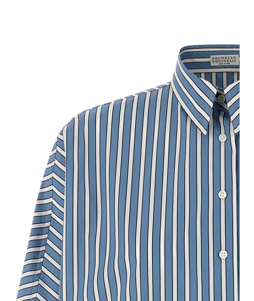BRUNELLO CUCINELLI Голубая хлопковая рубашка, фото 4