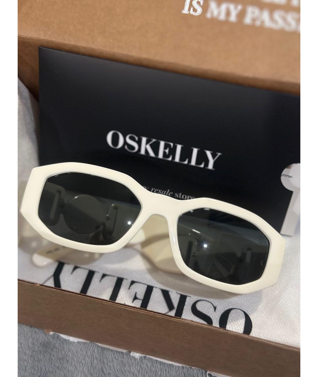 VERSACE Белые пластиковые солнцезащитные очки, фото 4